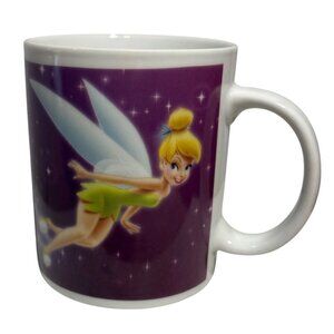 Disney Tinkerbell Mug Ceramic 11 Oz Purple Floral Design